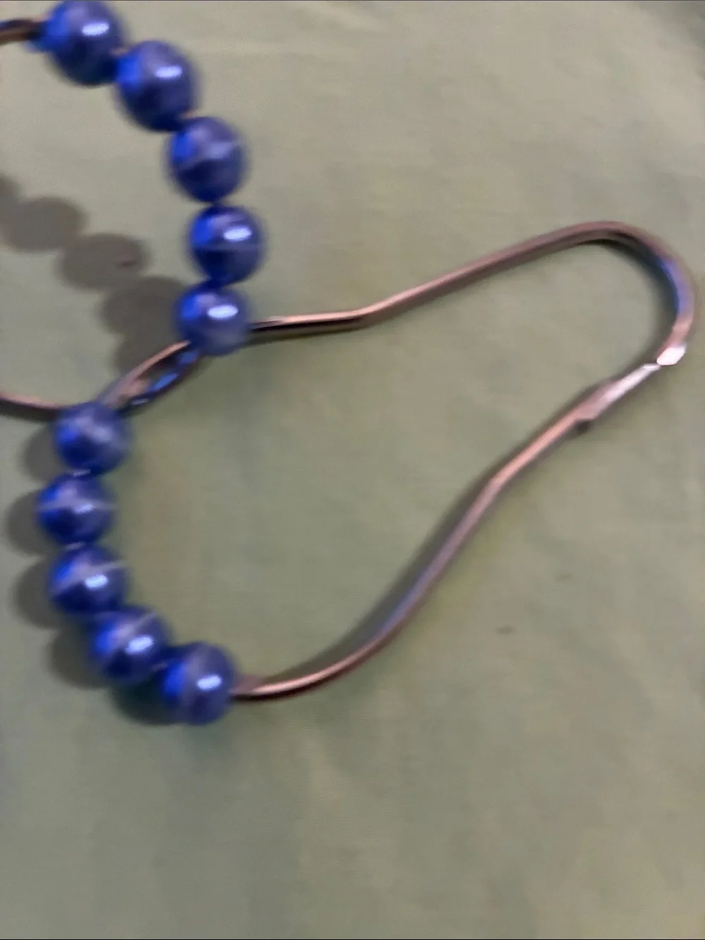 Purple Beaded Shower Curtain Hooks. Sliver Metal Set of 12.